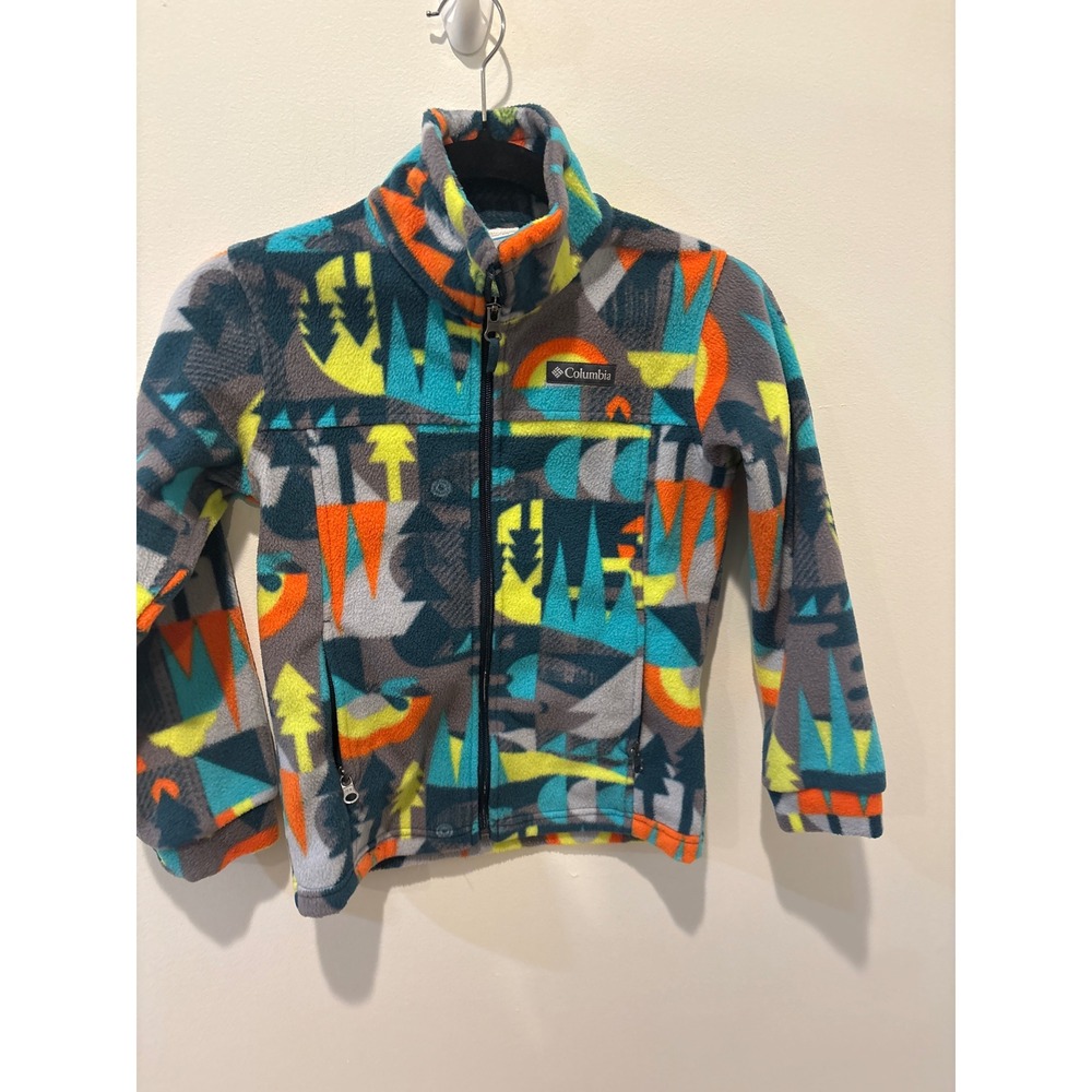 Columbia Kids Fleece Jacket Size S Colorful Geometric Print‎ Full Zip Outdoor